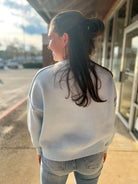 Light Blue Santa Cross Stitch Embroidered Christmas Sweater - A'Bekah's Boutique