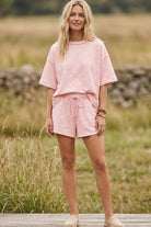 Light Pink and White Polka Dot Heavy Scuba Top and Shorts Set - A'Bekah's Boutique