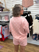 Light Pink and White Polka Dot Heavy Scuba Top and Shorts Set - A'Bekah's Boutique