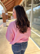 Light Pink Long Sleeve Cable Knit Yarn Sweater - A'Bekah's Boutique