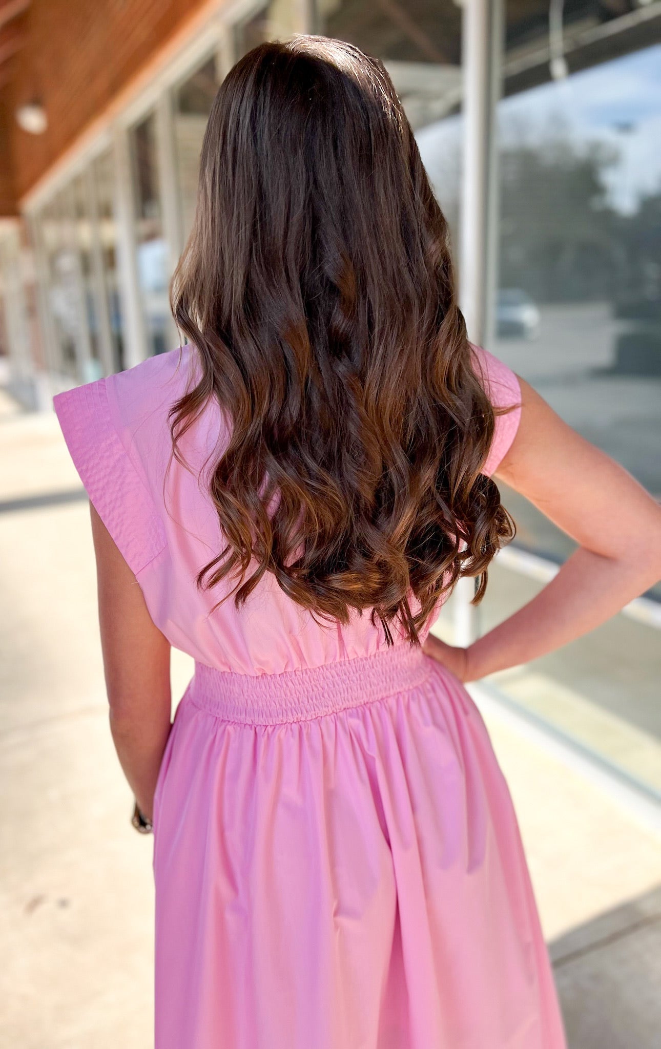 Light Pink Zip Front Cap Sleeve Midi Dress with Pockets - A'Bekah's Boutique