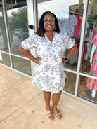 Like Never Before Off White and Navy Floral Dress (C) - A'Bekah's Boutique