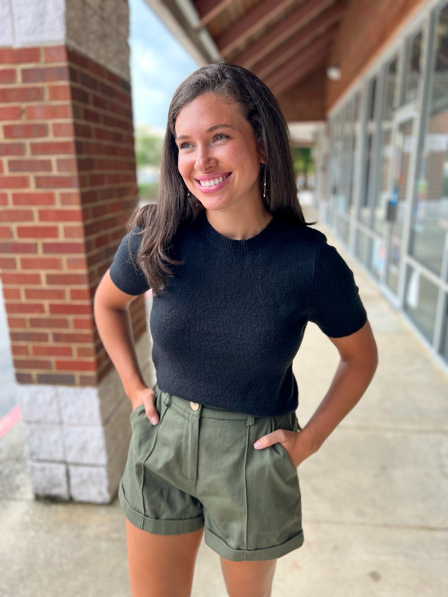 Little Secrets Black Short Sleeve Crew Neck Sweater - A'Bekah's Boutique