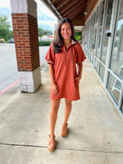 Look At Me Clay Dress with Multicolor Ribbed Trim - A'Bekah's Boutique