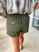 Lovely Day Olive Pintuck Short with Rolled Cuffs - A'Bekah's Boutique