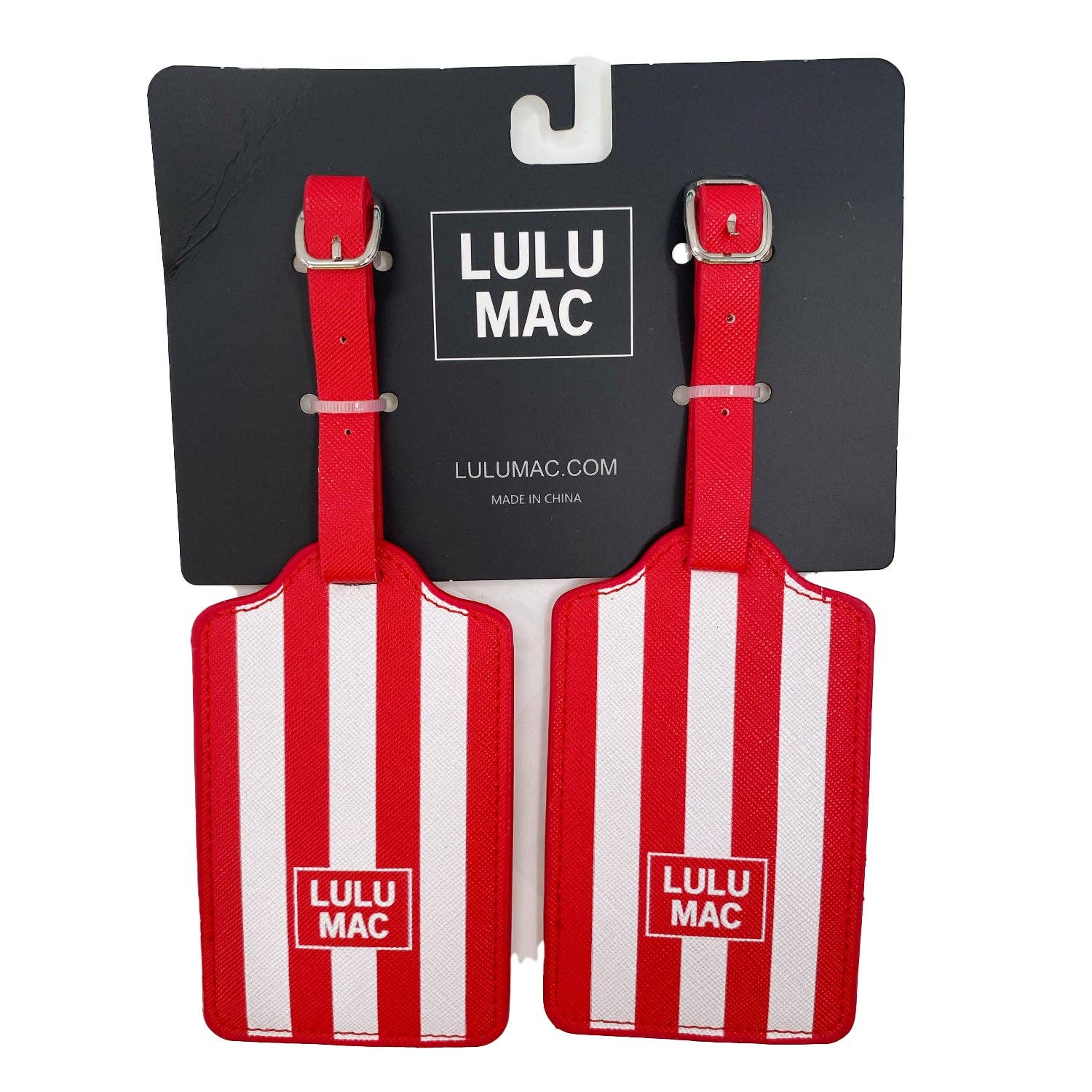 LTDS - RED/WHITE STRIPE LUGGAGE TAG - A'Bekah's Boutique