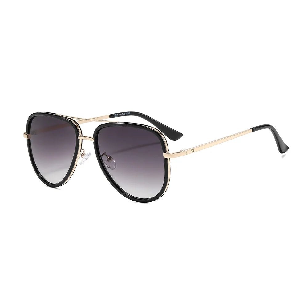 LULU MAC Black and Gold Aviator Sunglasses - A'Bekah's Boutique