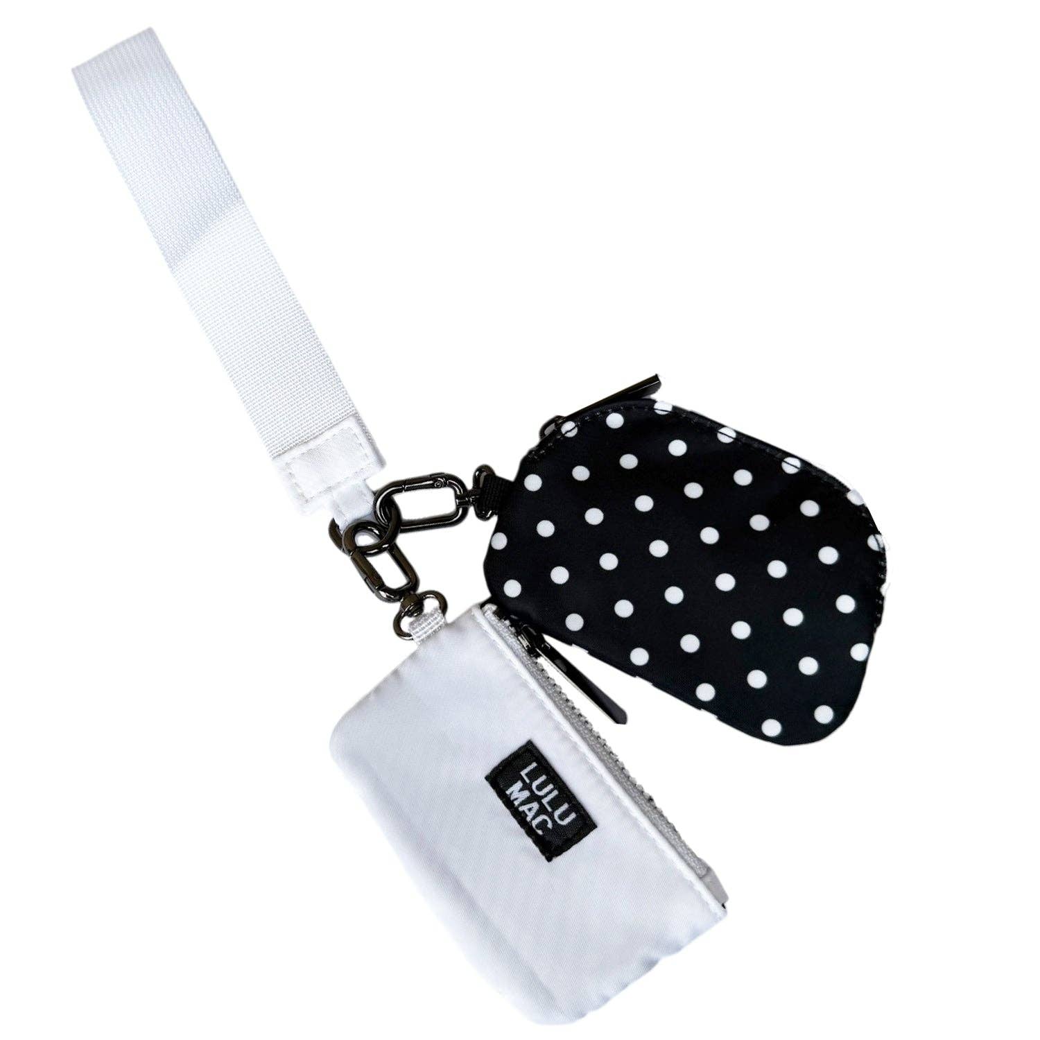 Lulu Mac Black/White Dots Double Pouch Wristlet - A'Bekah's Boutique