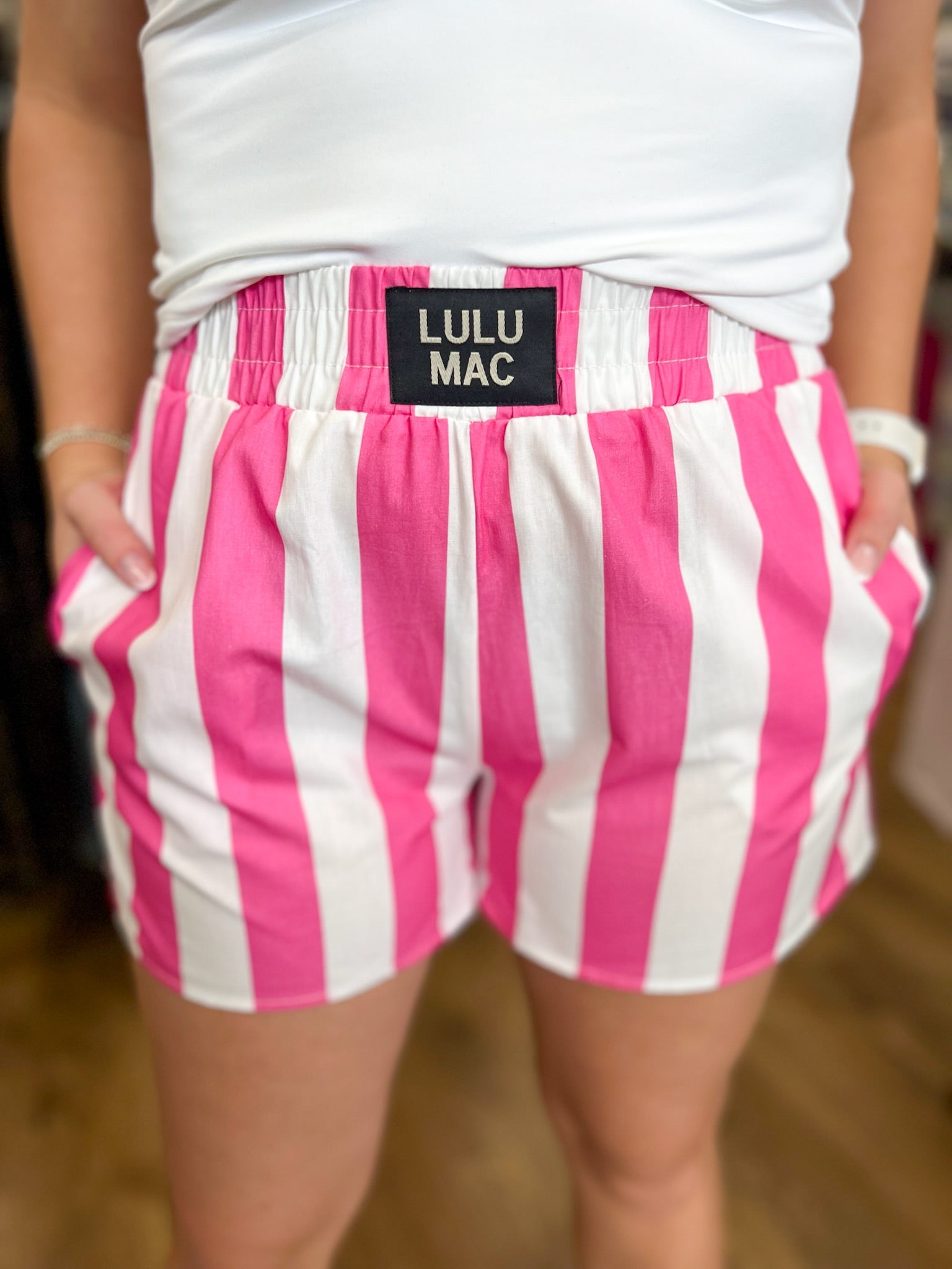 Lulu Mac Bubblegum Pink & White Striped Darby Boxer Short - A'Bekah's Boutique