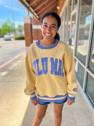 Lulu Mac Butter Yellow Sweatshirt with Lavender Lettering - A'Bekah's Boutique
