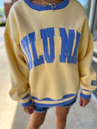 Lulu Mac Butter Yellow Sweatshirt with Lavender Lettering - A'Bekah's Boutique