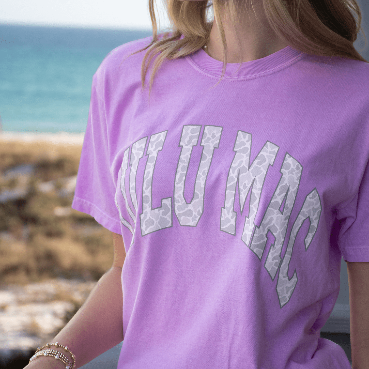 Lulu Mac Camo Adult Neon Violet Comfort Colors Tee - A'Bekah's Boutique