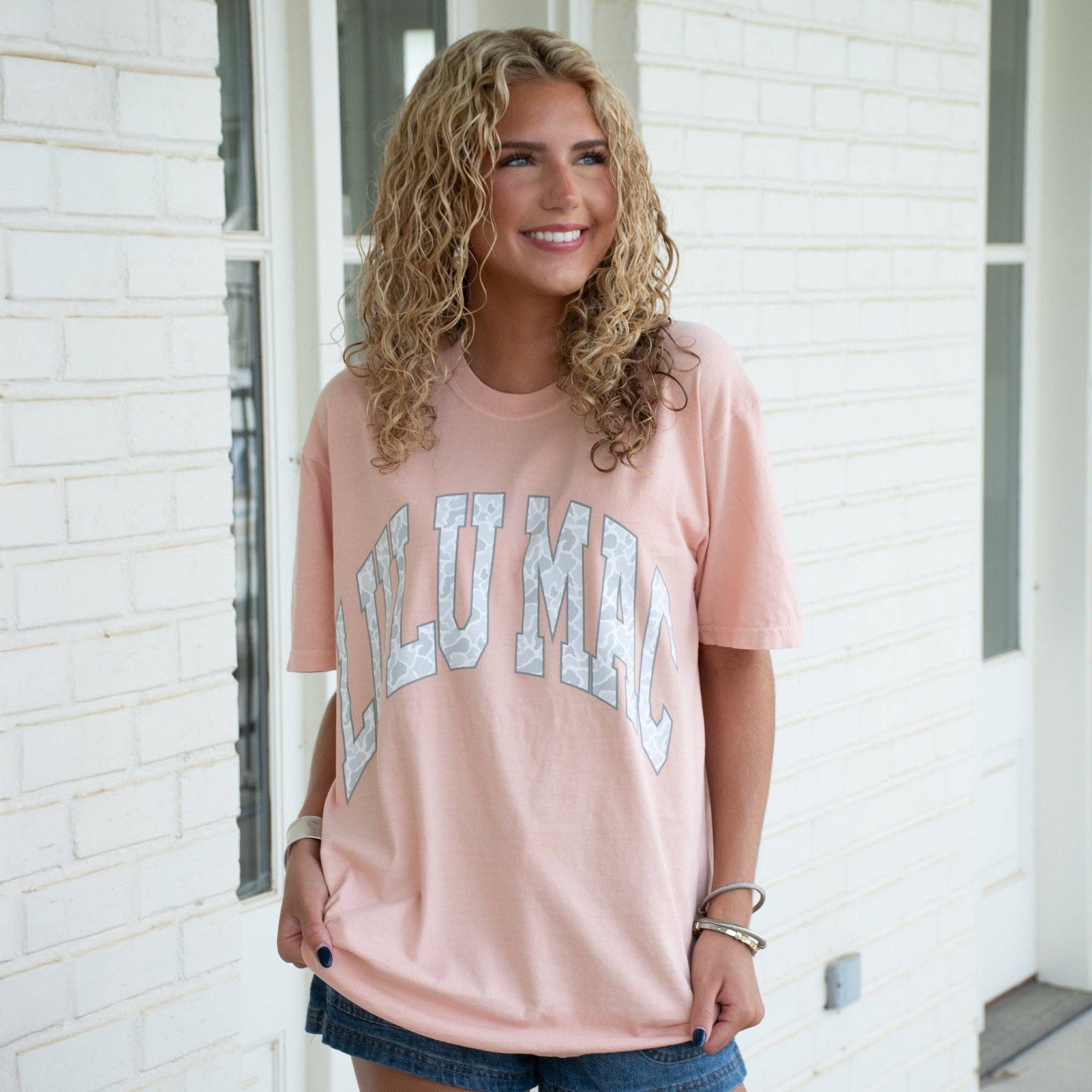 LULU MAC Camo Adult Peachy Comfort Colors Tee - A'Bekah's Boutique