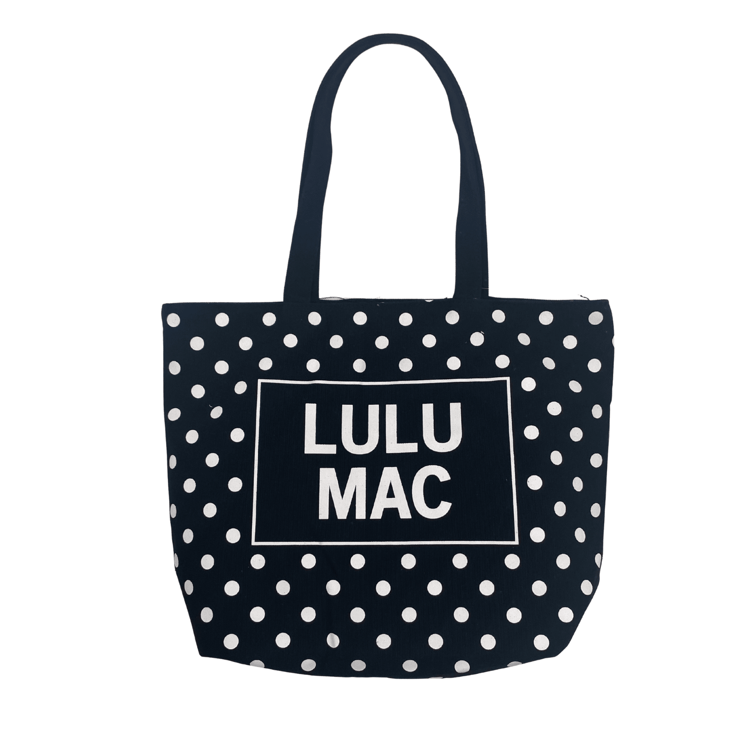 Lulu Mac Canvas Tote PD - BG - 1002 - White Dot on Black - A'Bekah's Boutique
