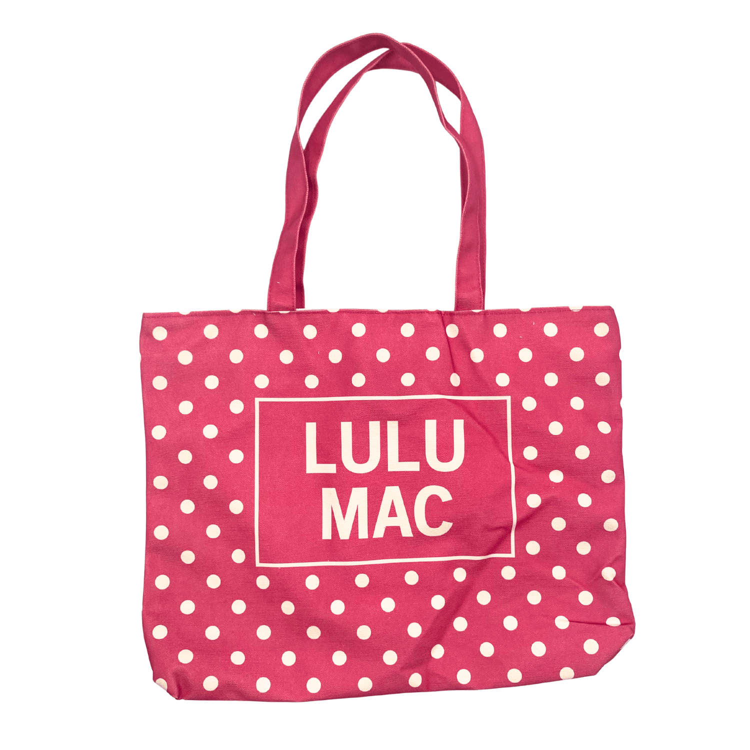 Lulu Mac Canvas Tote PD - BG - 1002 - White Dot on Hot Pink - A'Bekah's Boutique