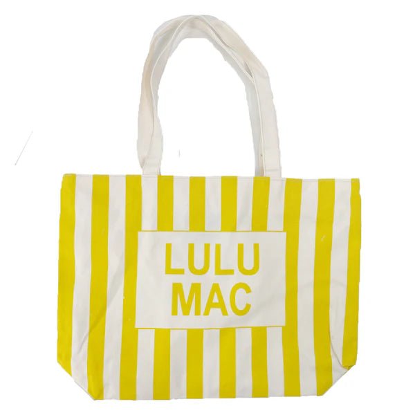 Lulu Mac Canvas Tote Yellow/White Stripe - A'Bekah's Boutique