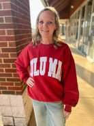 Lulu Mac Crimson/White - Stitch Sweatshirt - A'Bekah's Boutique