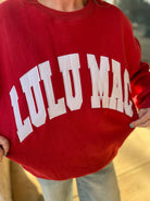 Lulu Mac Crimson/White - Stitch Sweatshirt - A'Bekah's Boutique