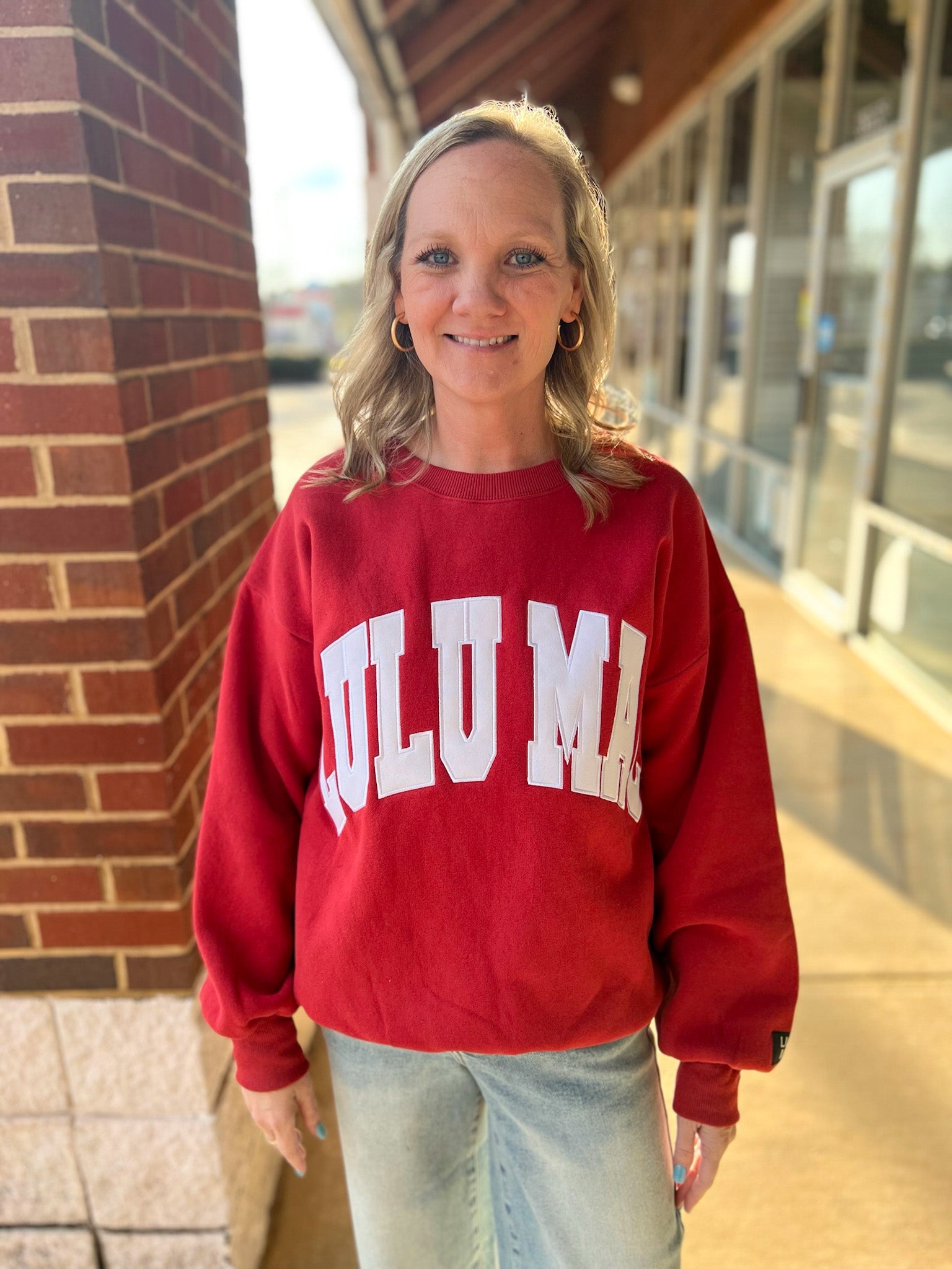 Lulu Mac Crimson/White - Stitch Sweatshirt - A'Bekah's Boutique