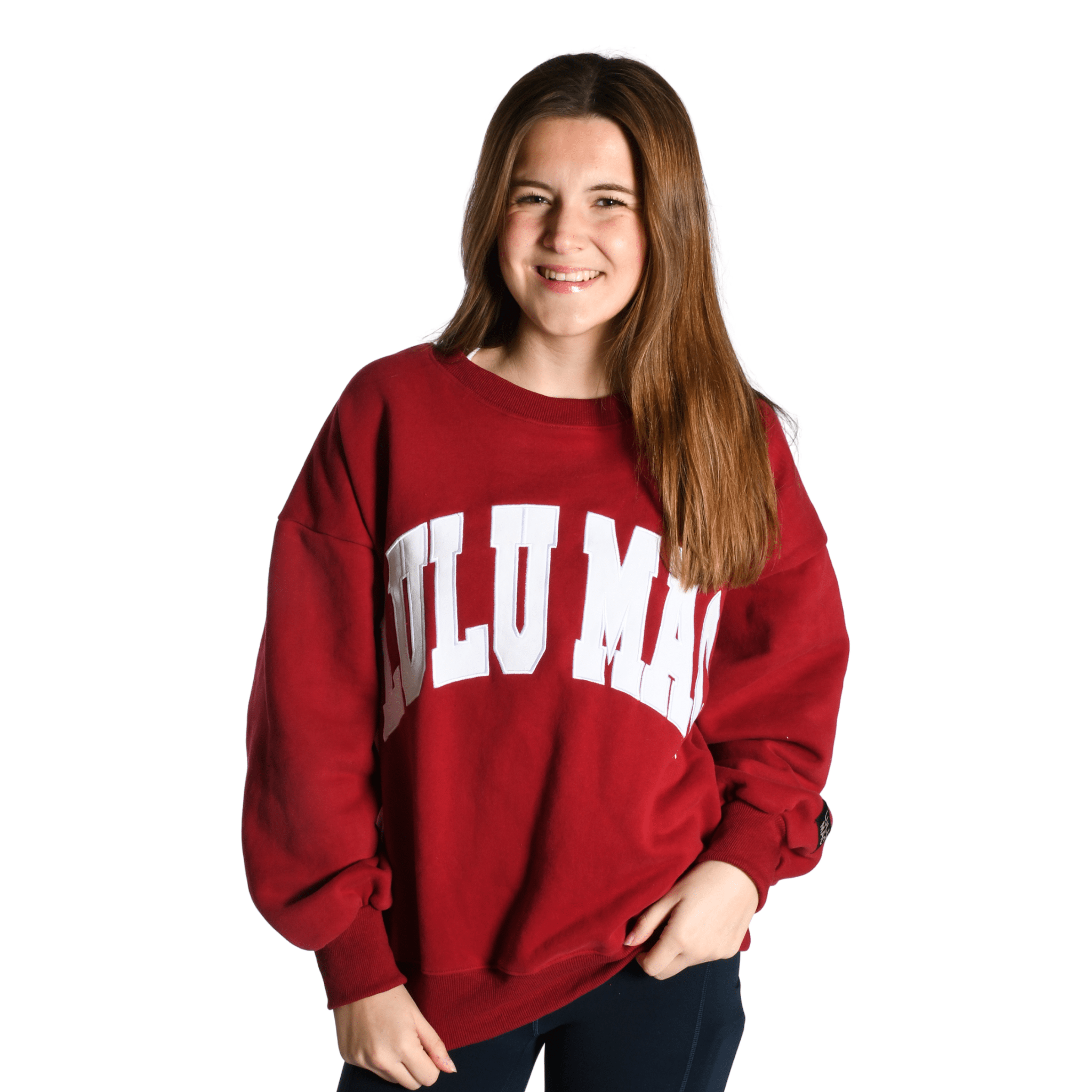 Lulu Mac Crimson/White - Stitch Sweatshirt - A'Bekah's Boutique