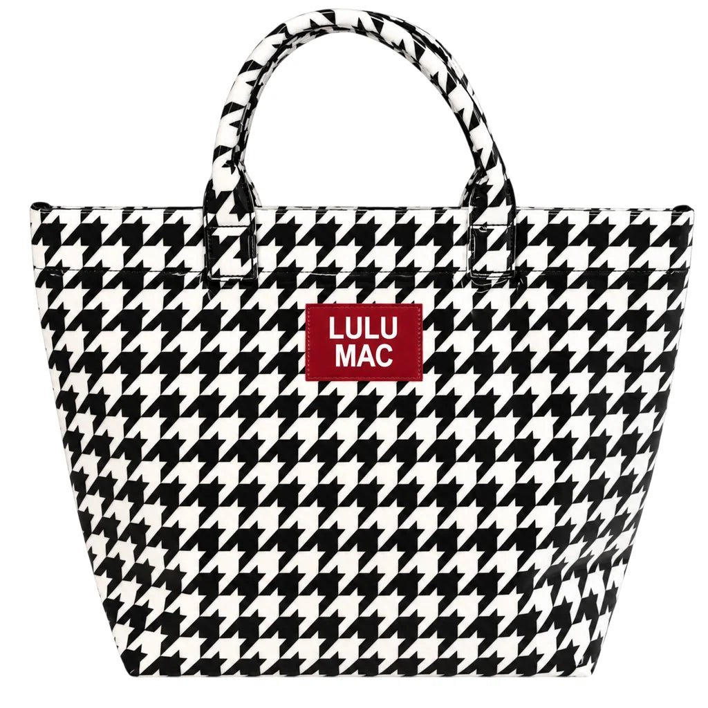 LULU MAC Houndstooth Tote Bag with Crimson Patch - A'Bekah's Boutique