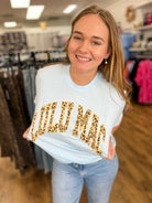 Lulu Mac Leopard Adult Chambray Comfort Colors Tee - A'Bekah's Boutique