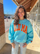 LULU MAC Light Blue/Coral Sweatshirt - A'Bekah's Boutique