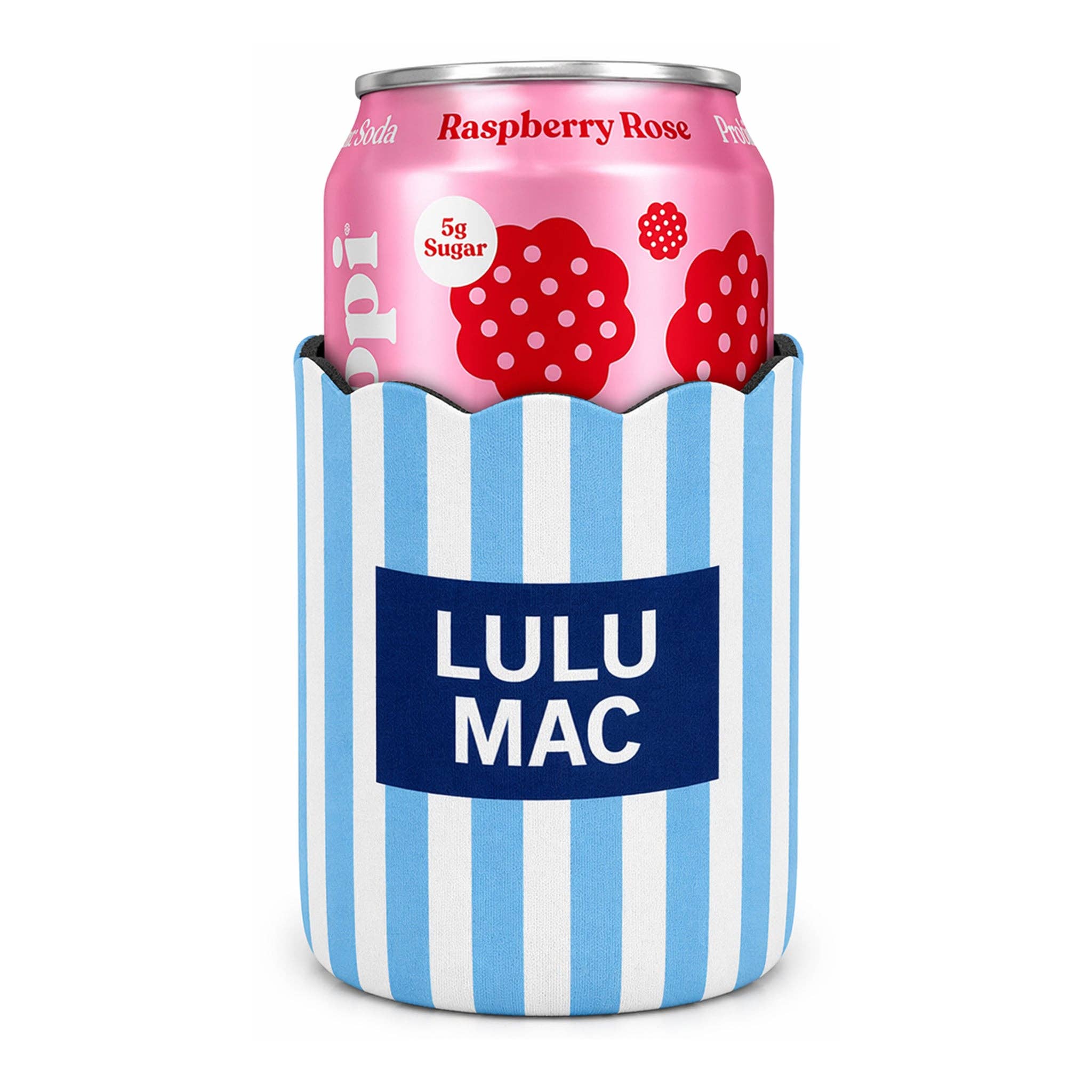 Lulu Mac Light Blue/Navy Stripe Koozie - A'Bekah's Boutique