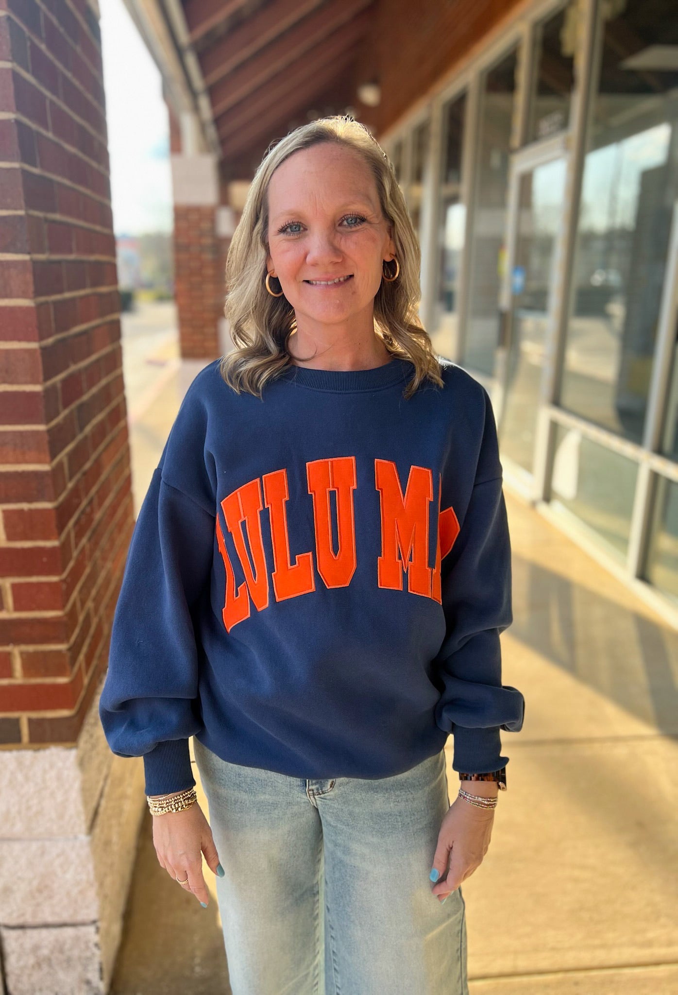 Lulu Mac Navy/Orange - Stitch Sweatshirt - A'Bekah's Boutique