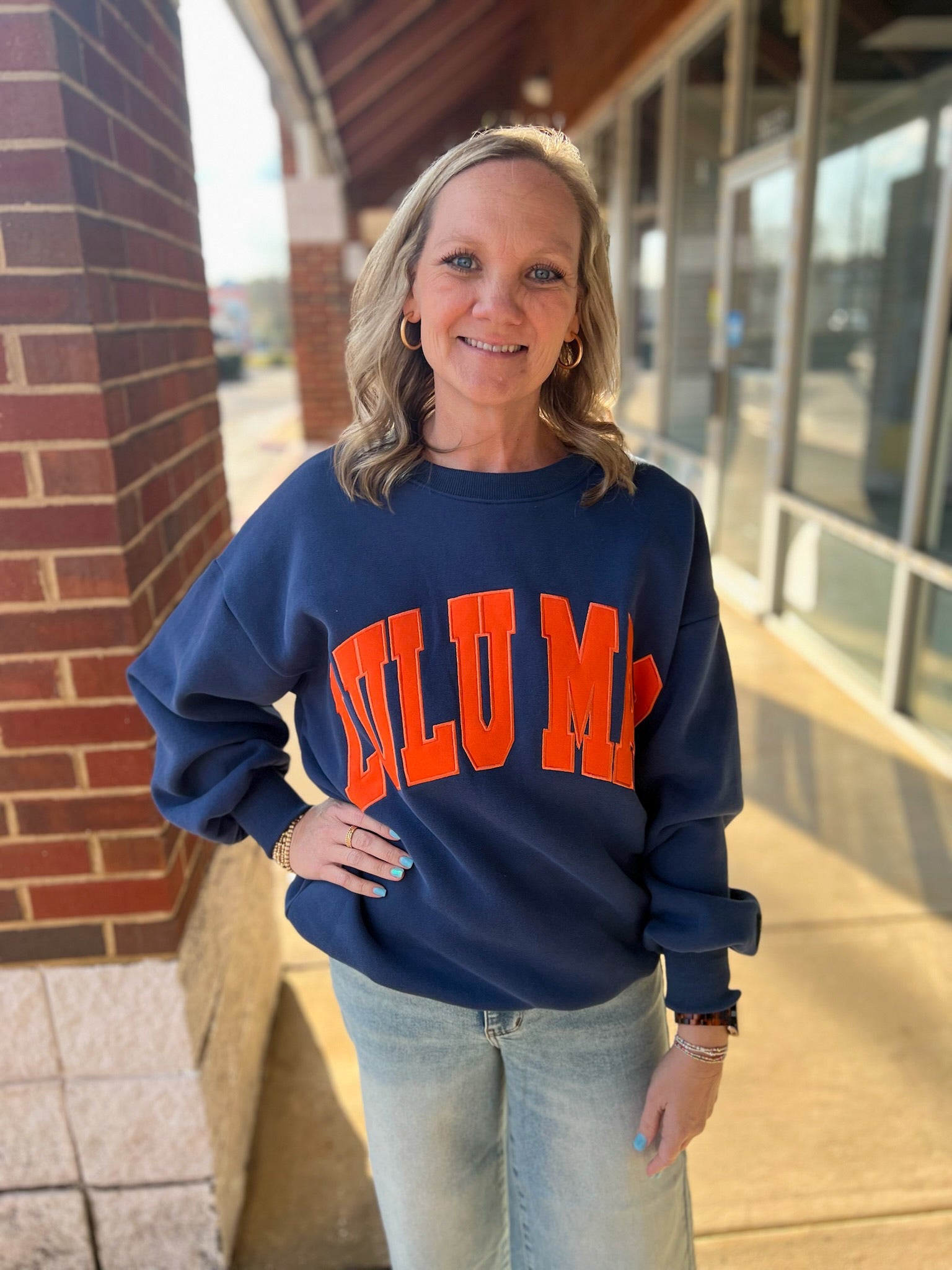 Lulu Mac Navy/Orange - Stitch Sweatshirt - A'Bekah's Boutique