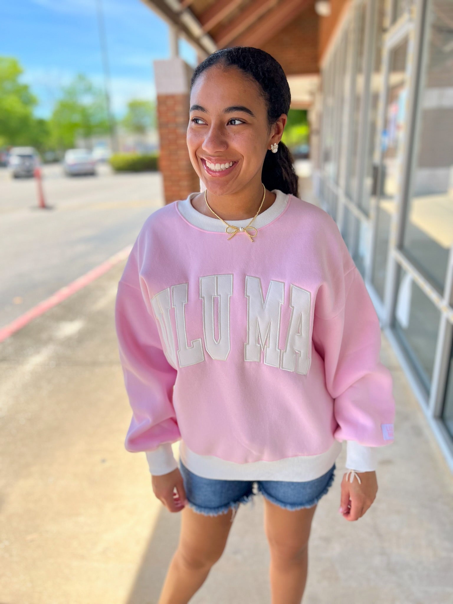 LULU MAC Pink and White Color Block Sweatshirt - A'Bekah's Boutique