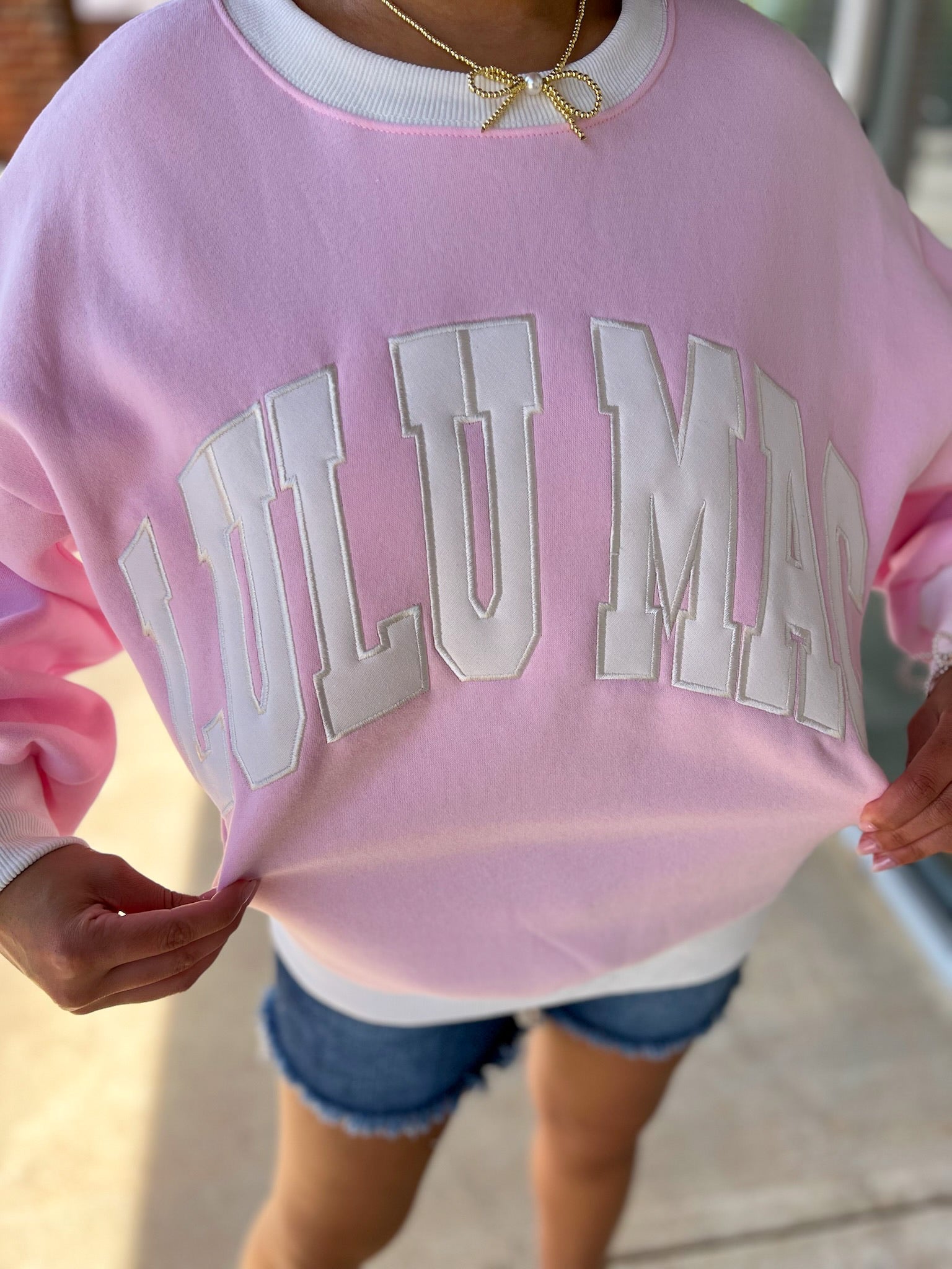 LULU MAC Pink and White Color Block Sweatshirt - A'Bekah's Boutique