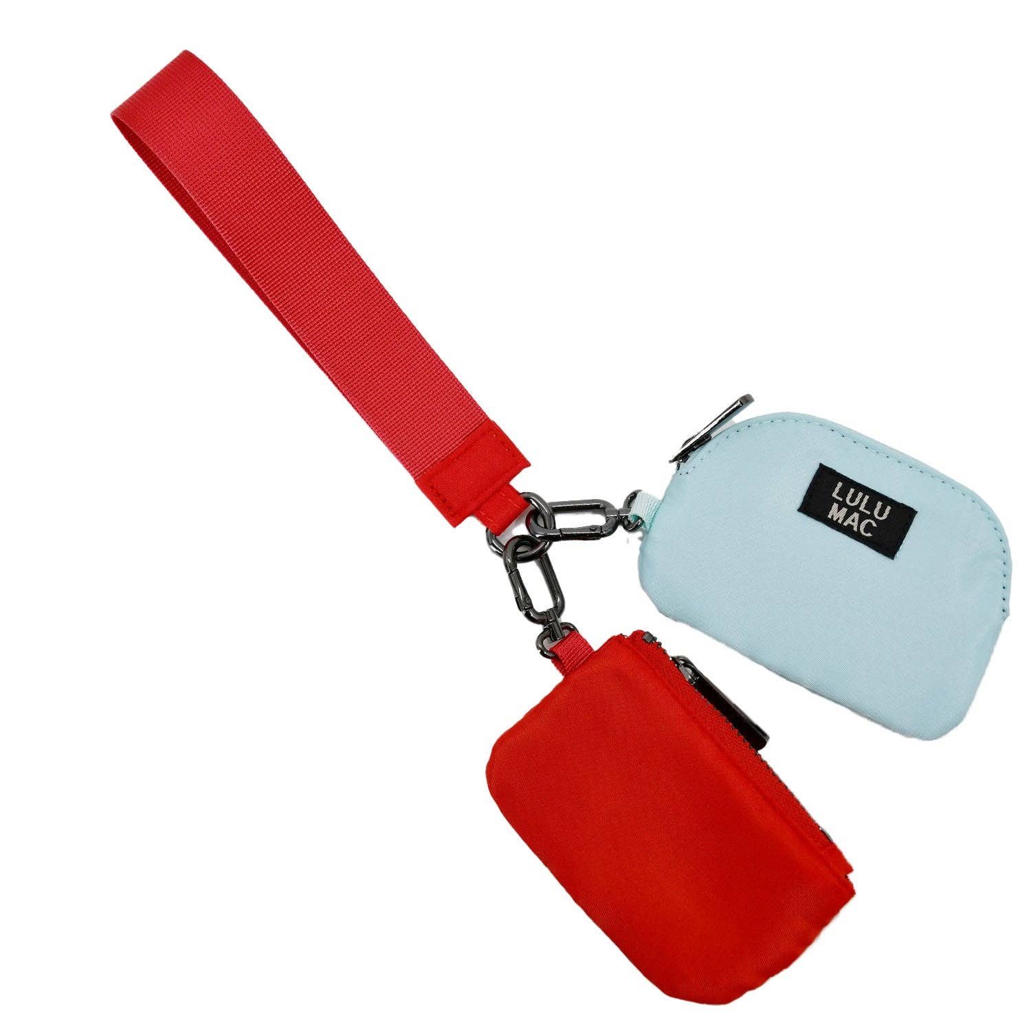 Lulu Mac Red/Light Blue Lulu Mac Double Pouch Wristlets - A'Bekah's Boutique