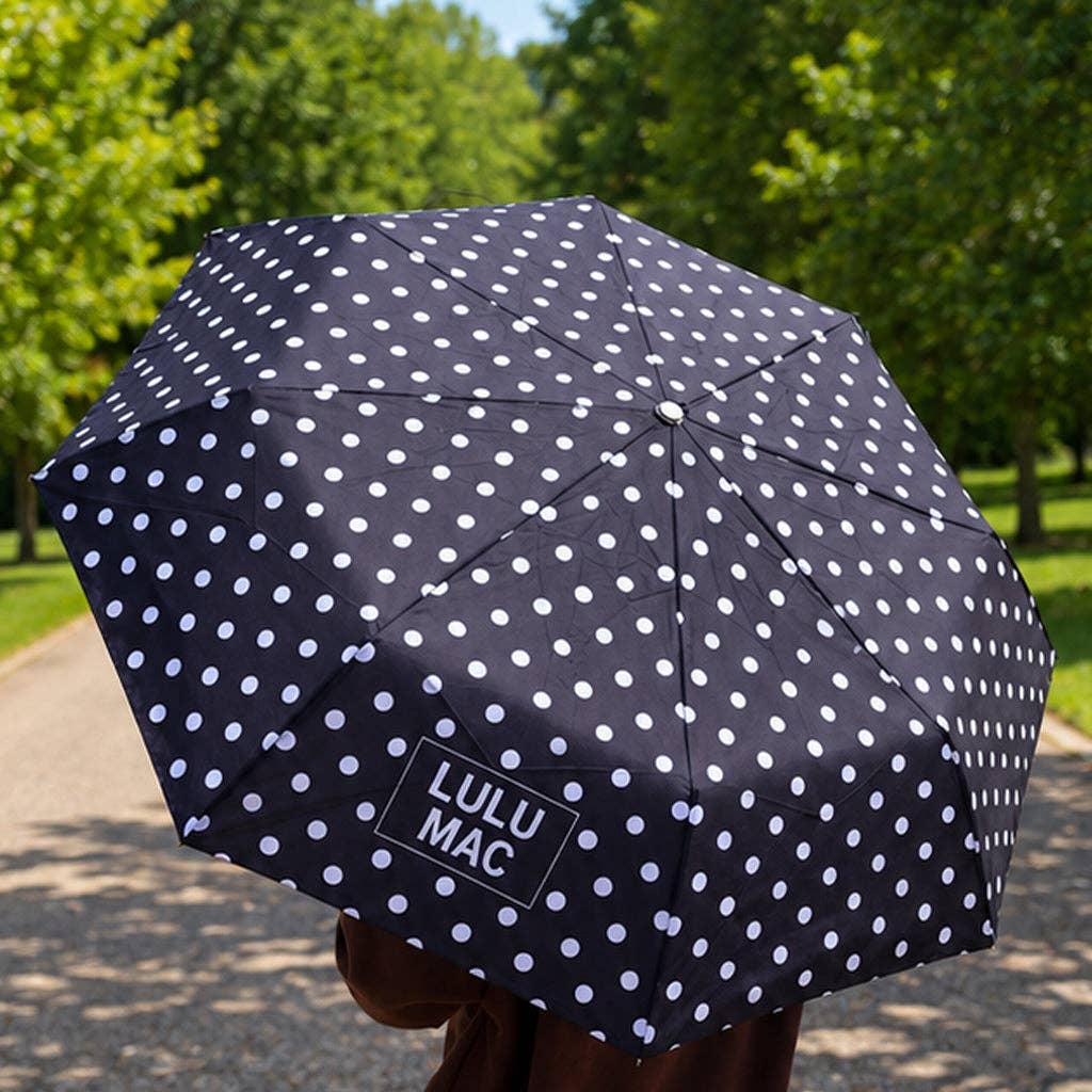 LULU MAC Umbrella Black w/ White Polka Dots - A'Bekah's Boutique