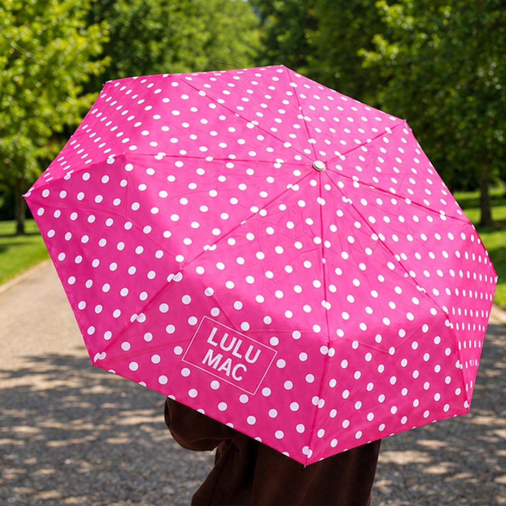 LULU MAC Umbrella Hot Pink w/ White Polka Dots - A'Bekah's Boutique