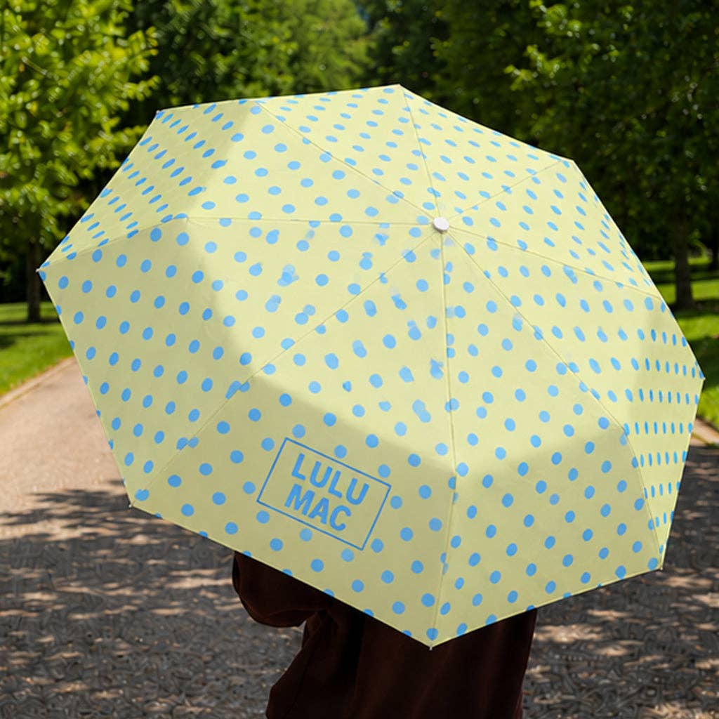 LULU MAC Umbrella Yellow w/ Blue Polka Dots - A'Bekah's Boutique