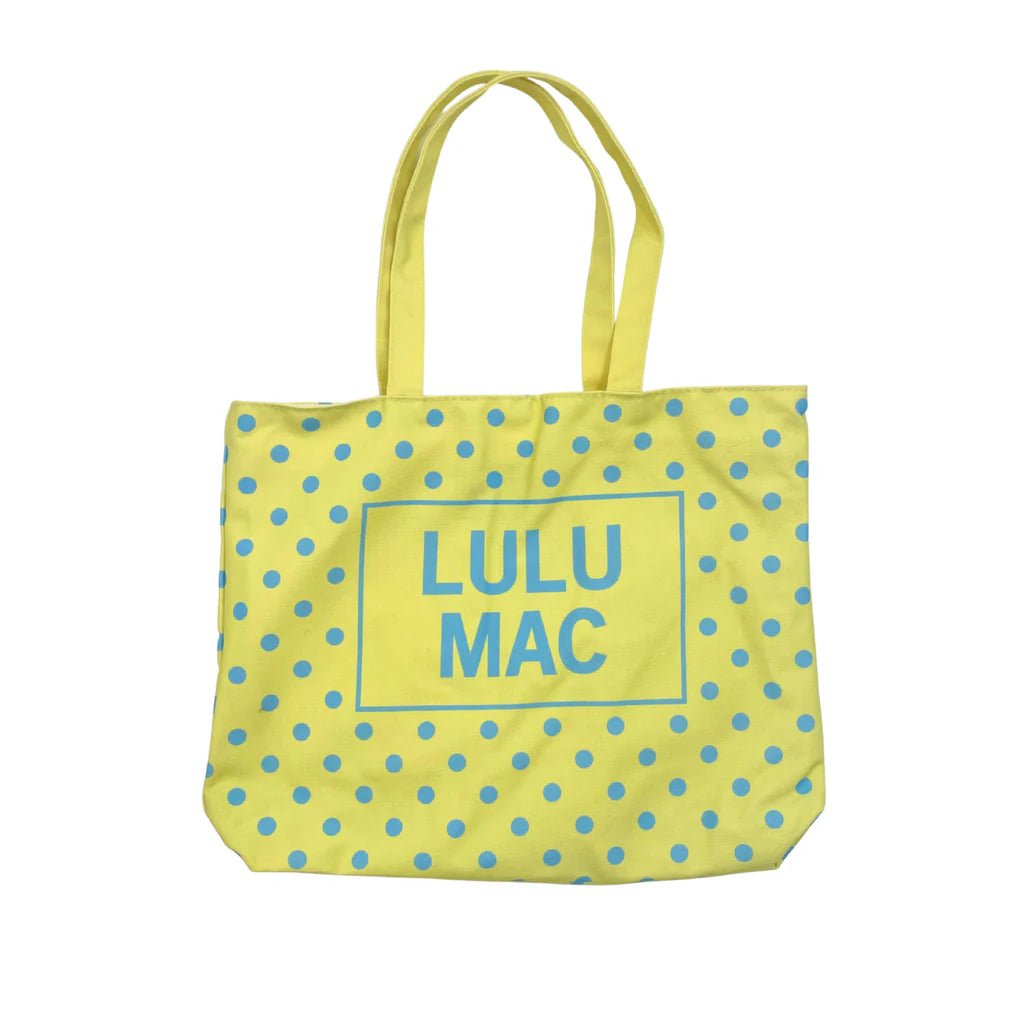 Lulu Mac Yellow with Blue Polka Dots Tote Bag - A'Bekah's Boutique