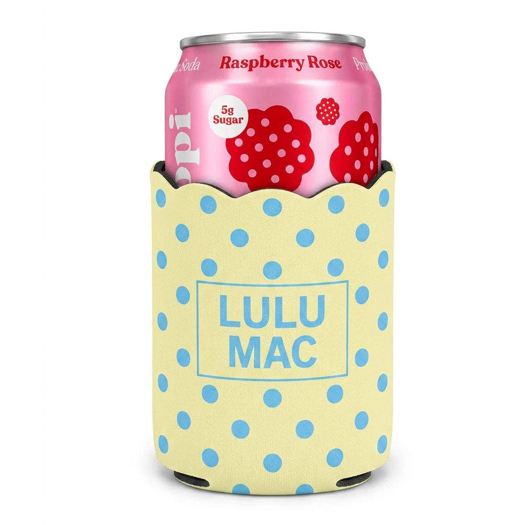 LULU MAC Yellow/Blue Dot Koozie - A'Bekah's Boutique