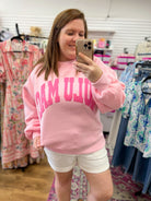 LULUMAC Light Pink Sweatshirt with Darker Pink Lettering - A'Bekah's Boutique