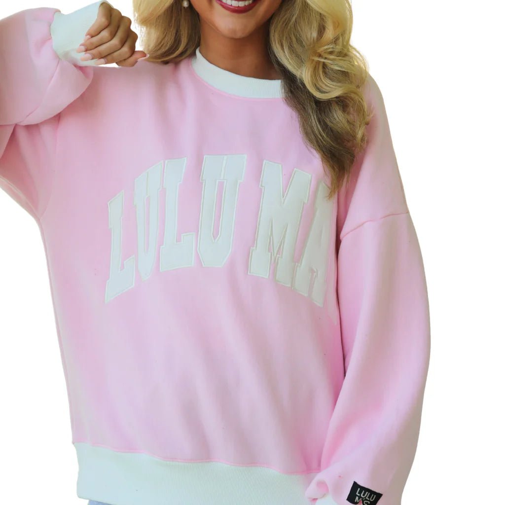 LULUMAC Pink and White Color Block Sweatshirt - A'Bekah's Boutique