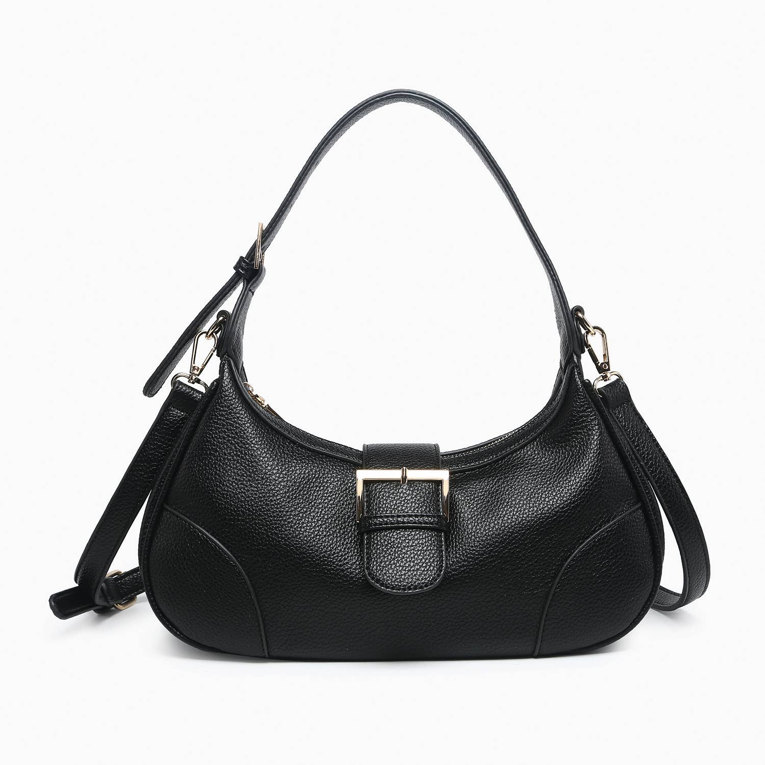 Madrid Buckle Shoulder Bag Black – Crossbody Style - A'Bekah's Boutique