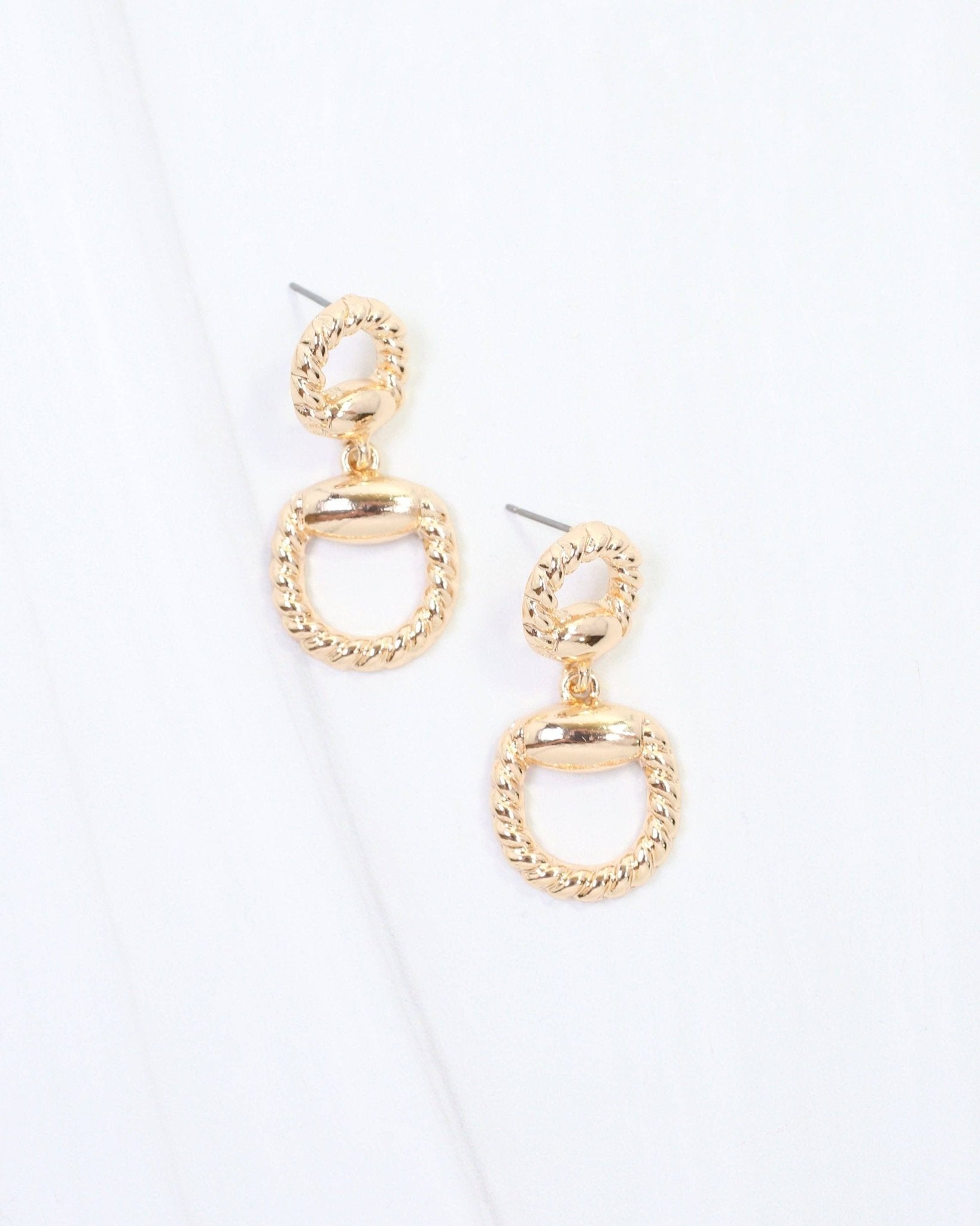Martha Braided Horsebit Earring Gold - A'Bekah's Boutique