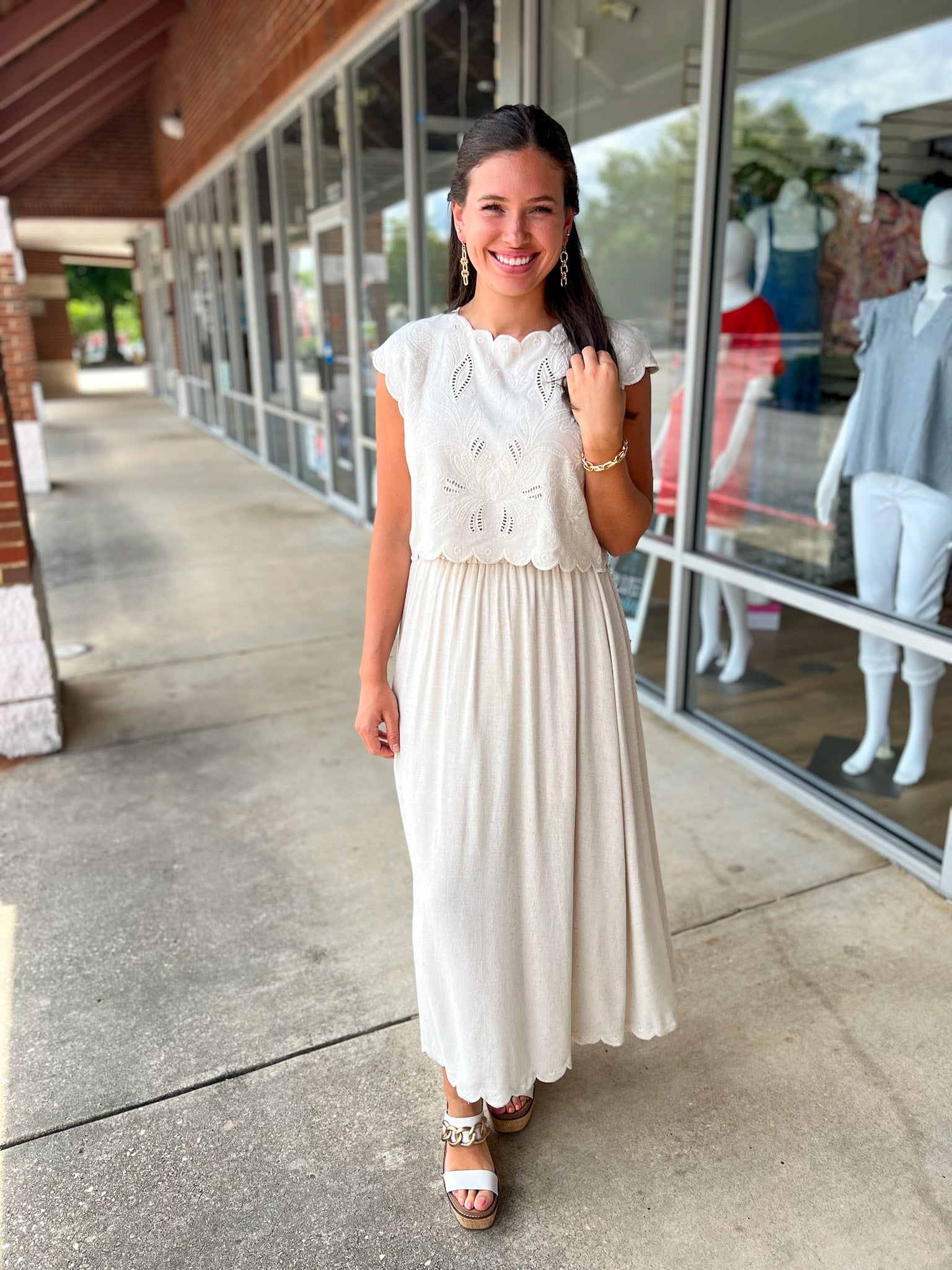 Match Made In Heaven Natural Linen Blend Skirt Set - A'Bekah's Boutique