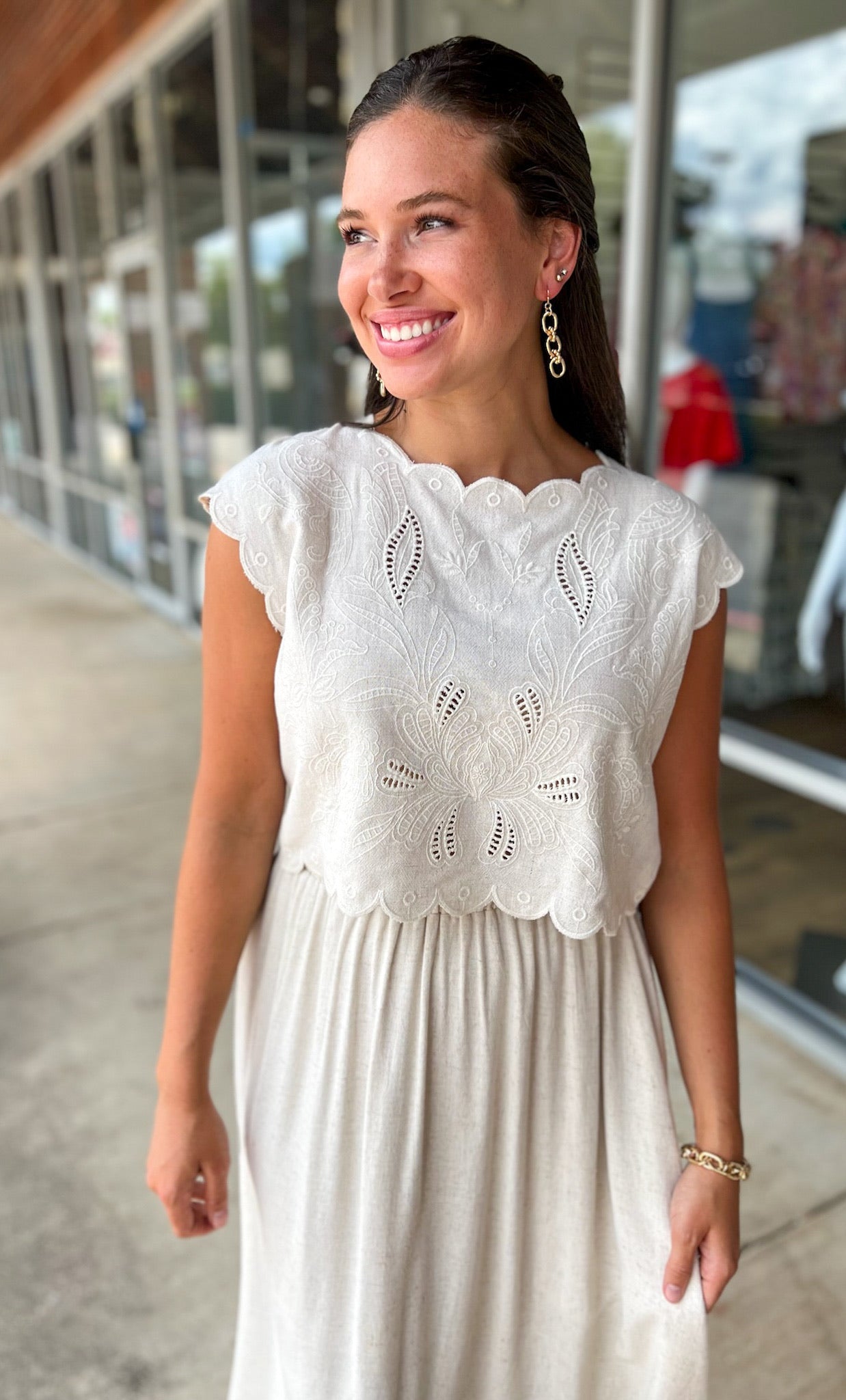 Match Made In Heaven Natural Linen Blend Skirt Set - A'Bekah's Boutique