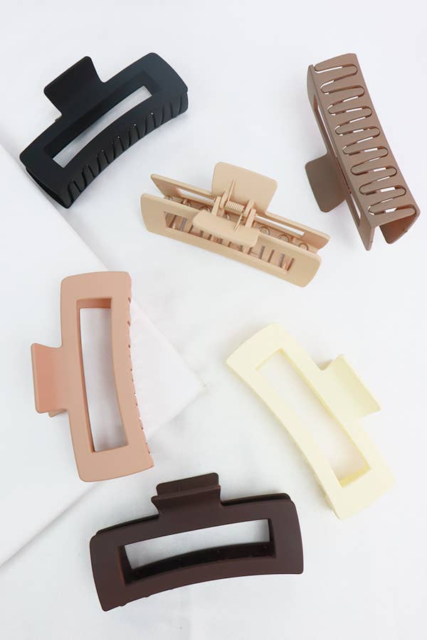 Matte Jumbo Cut Out Rectangle Hair Claw - A'Bekah's Boutique