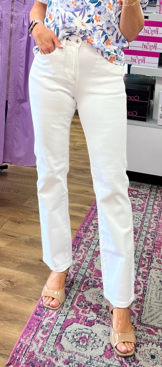 Mica Dutch White High Waist Straight Leg Jeans 31" Inseam - A'Bekah's Boutique