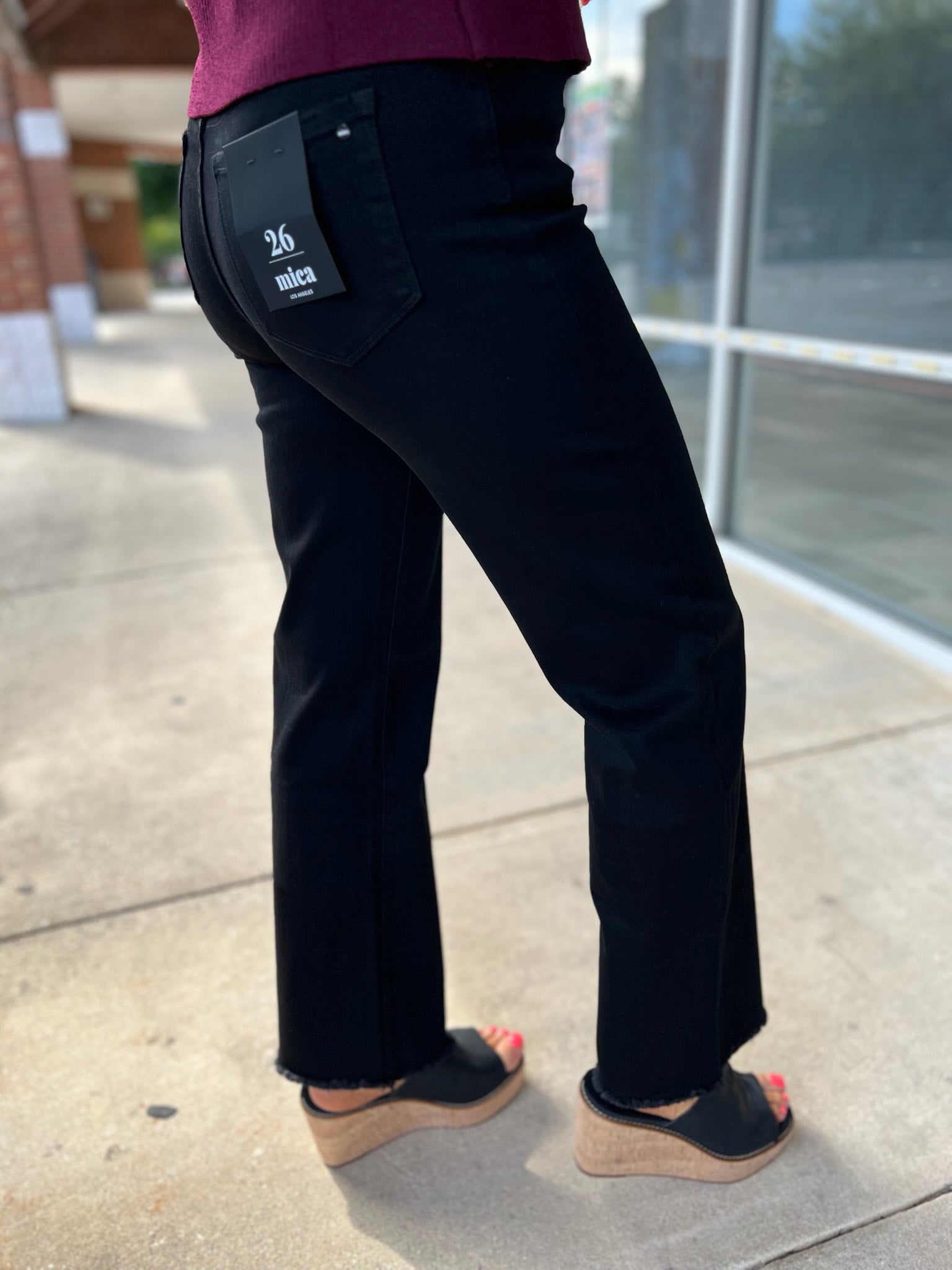 Mica High Rise Slim Wide Leg Black Jeans with 31" Inseam - A'Bekah's Boutique