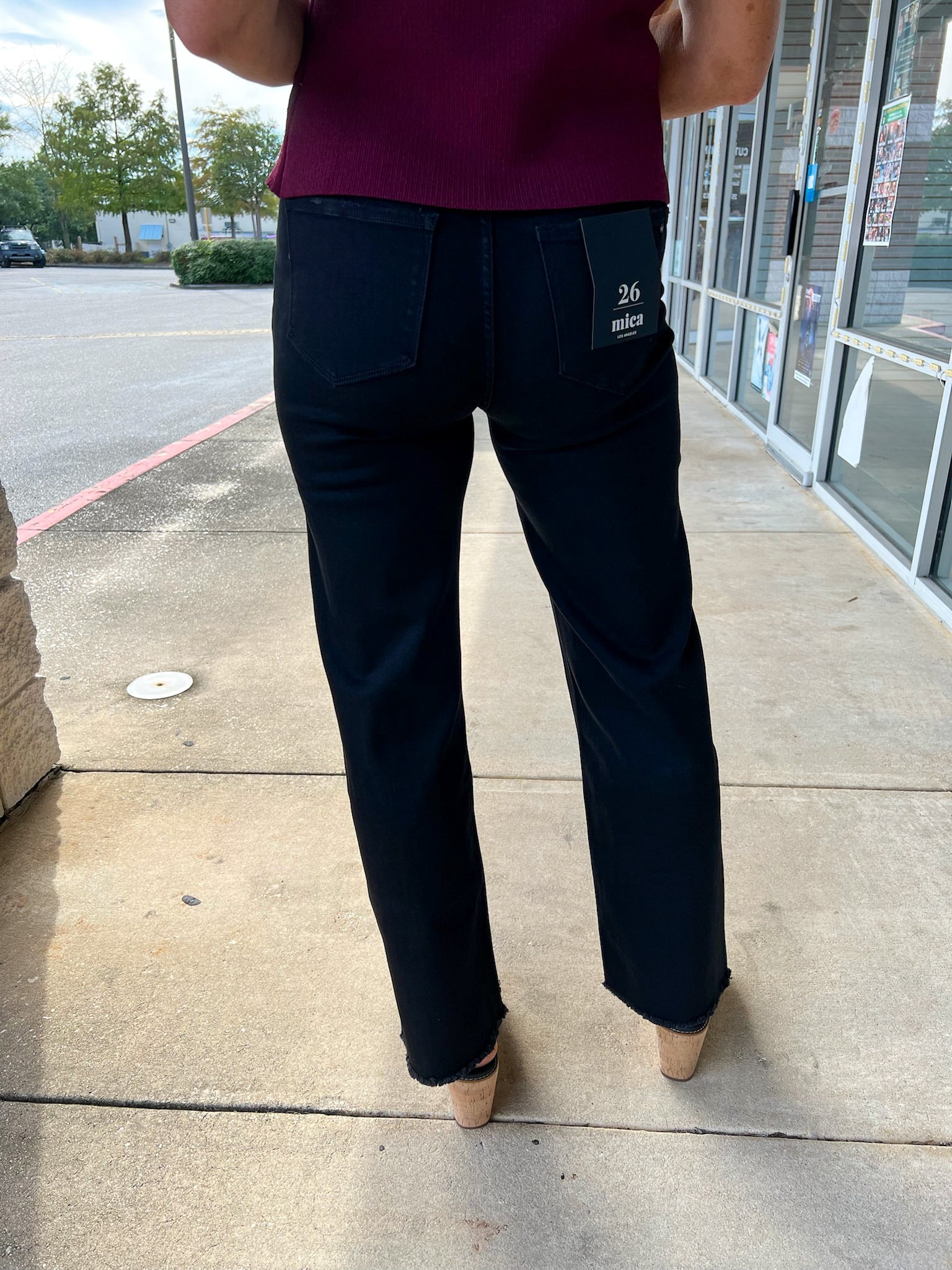Mica High Rise Slim Wide Leg Black Jeans with 31" Inseam - A'Bekah's Boutique
