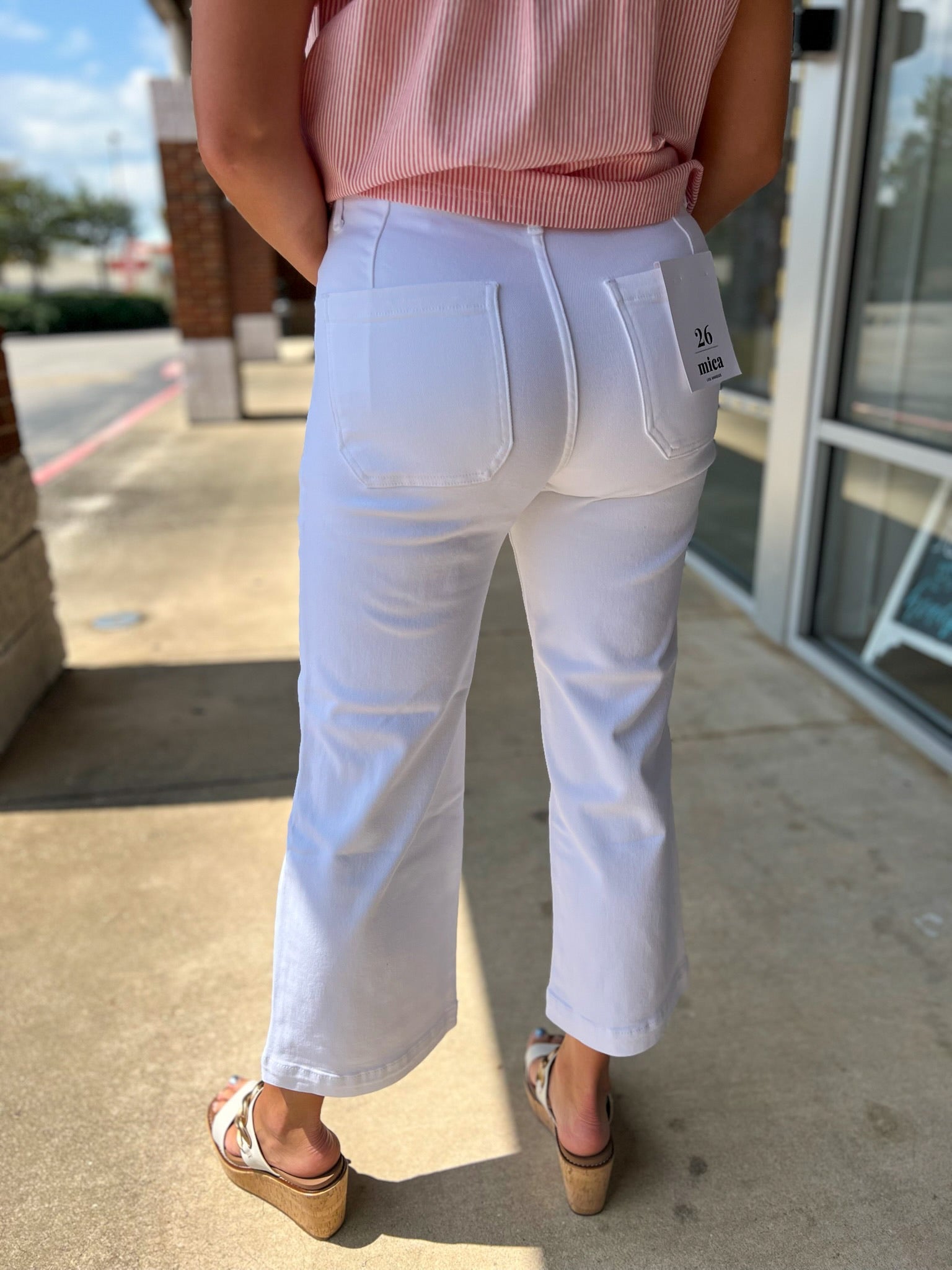 Mica White Super High Rise Cropped Wide Leg Utility Jeans - A'Bekah's Boutique