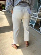 Mica Winter White High Rise Cropped Wide Leg Jeans with 27" Inseam - A'Bekah's Boutique